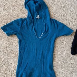 Blue shirt with hoodie